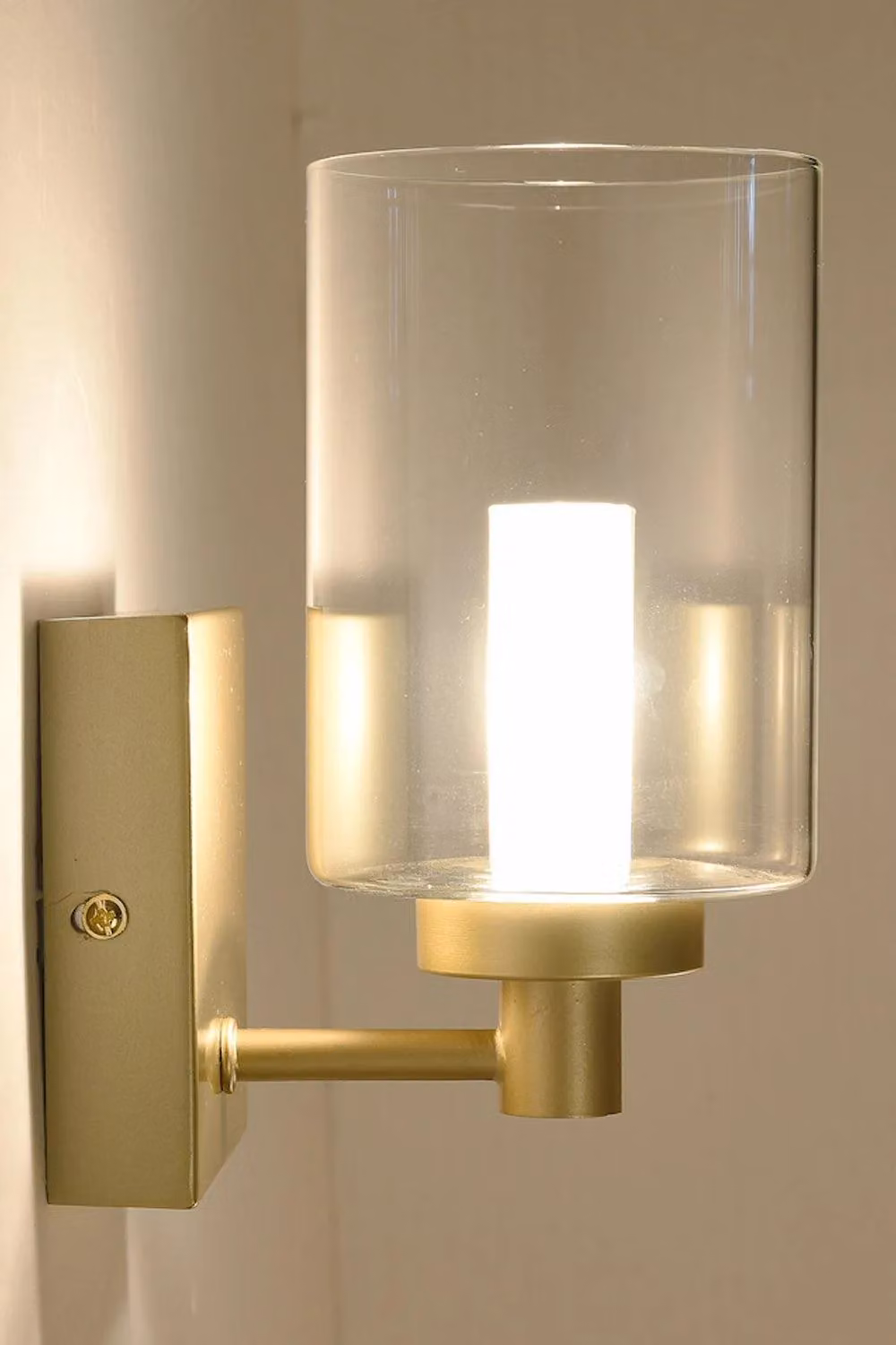 Harper Living Art Deco Wall Light and Sconce with Gold Cylinder Glass Shade – 2