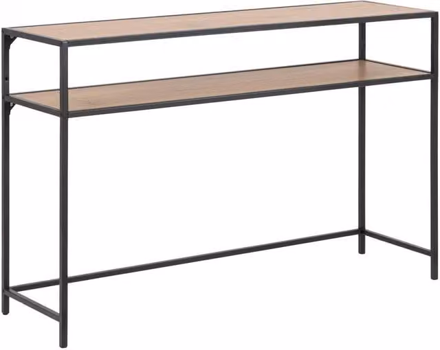 Furniture To Go Seaford Industrial Console Table with Black Metal Frame and Oak Top