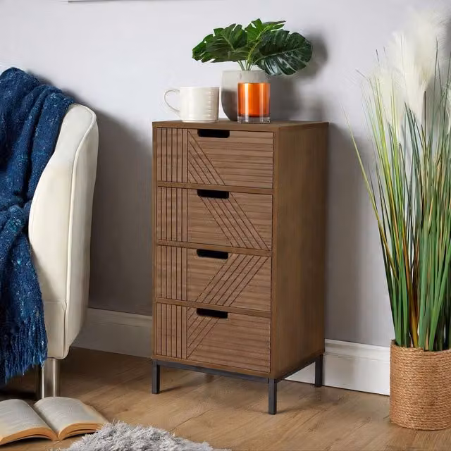 Home Source Mundesley 4 Drawer Chest in Brown