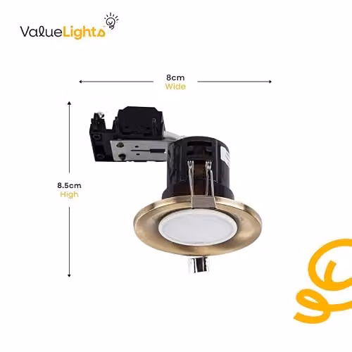 ValueLights Pack of 6 Modern Black Chrome Fire Rated Recessed LED Ceiling Downlights with Cool White GU10 Bulbs – 2