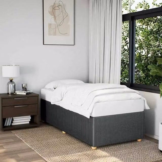 Berkfield Home Single Upholstered Fabric Bed Frame in Dark Grey