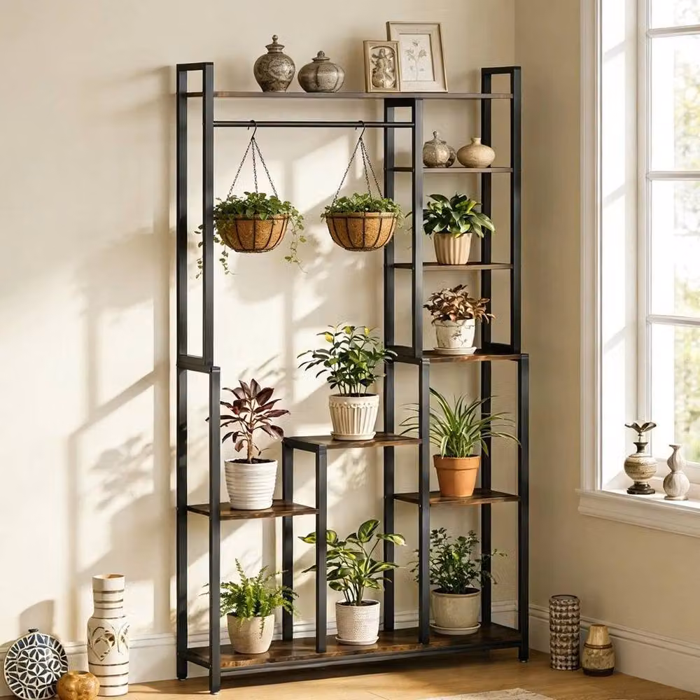 Kelvenix Metal Plant Stand Shelf Ladder Flower Holder in Matt Black – 4