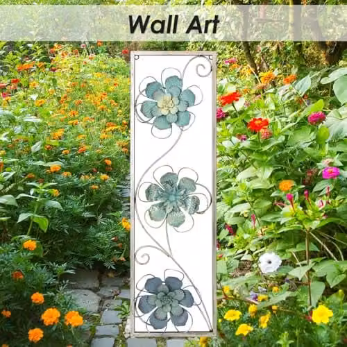 VFM e-Store Modern Floral Metal Wall Art, Multicolour, W: 71 cm, H: 21 cm – 2