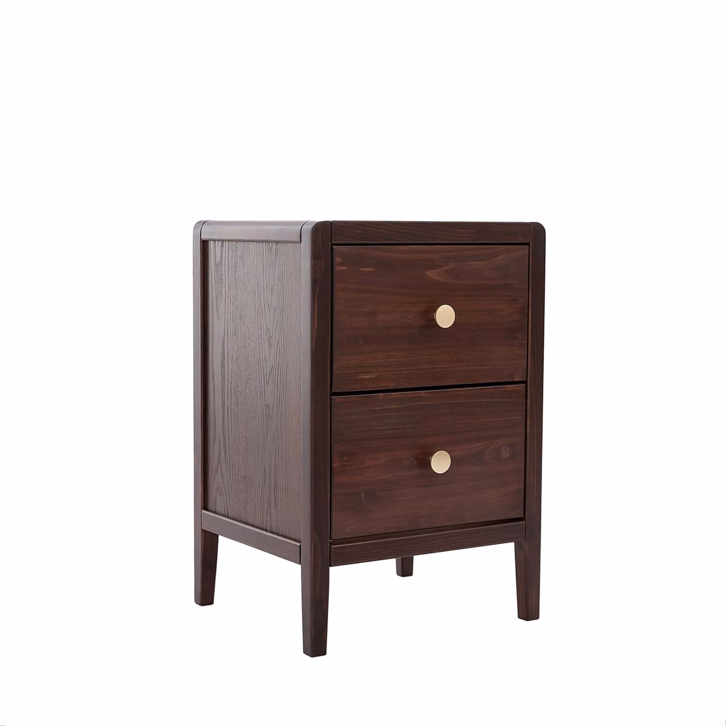 Cabinet Bits Vito 2 Drawer Bedside Table in Brown Natural Wood and Metal – 2