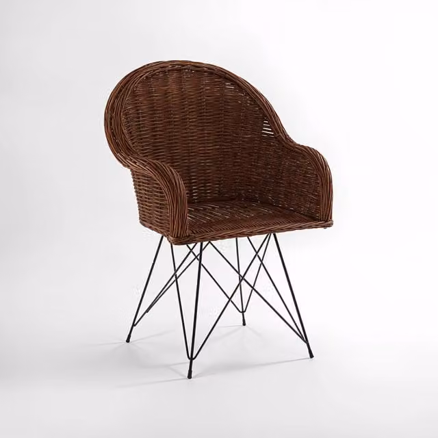 Interiors by Premier Manado Natural Croco Rattan Chair with Armrests in Brown