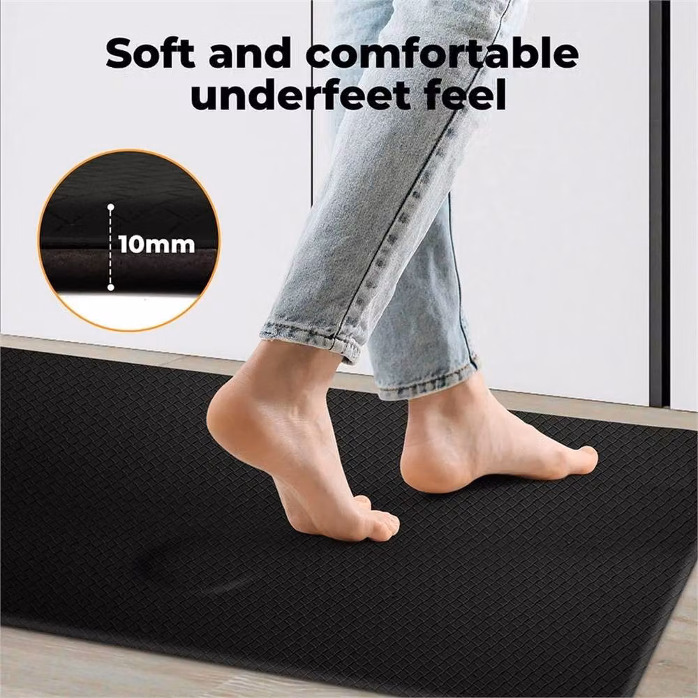 Kelvenix 2 Piece Non-slip and Stain-resistant Black Woven Kitchen Mat Runner Set, Diameter: 100 cm – 2