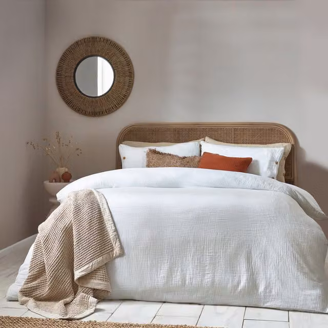 Make it a Home Lark Muslin Cotton Duvet Cover Set, White, 90 x 200 cm