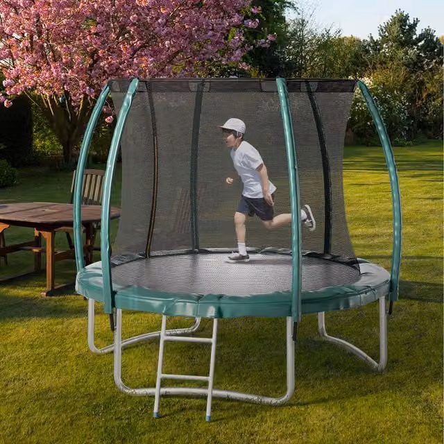 Garden Sanctuary Mini Trampoline with Safety Net in Green, Diameter: 244 cm