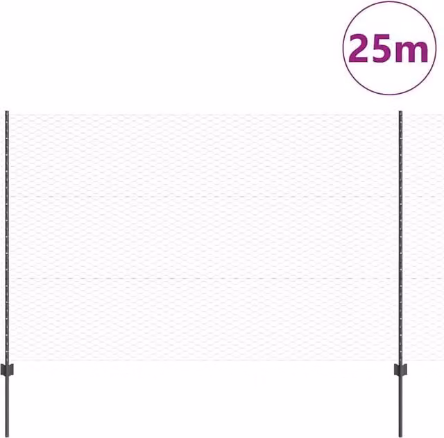 vidaXL Berkfield Home Modern Garden Fence Set of 2, Grey Powder-Coated Steel, W: 25 m, H: 1.5 m – 1