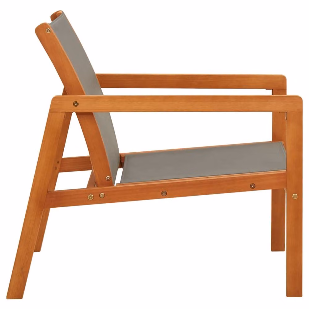 Berkfield Home Grey Garden Lounge Chair in Solid Eucalyptus Wood and Textilene – 2