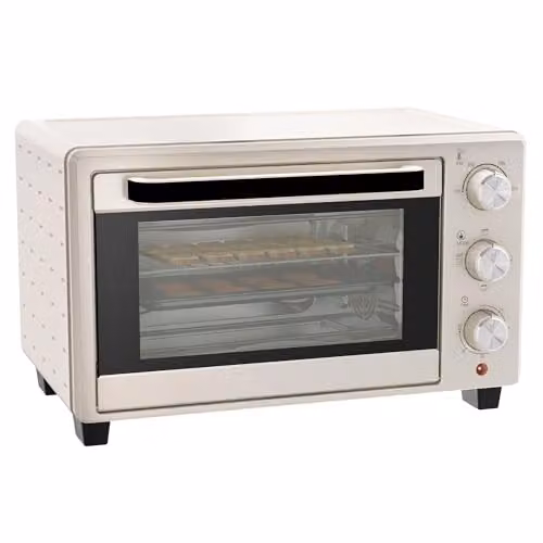 HOMCOM 21L Countertop Electric Mini Oven with Grill and Timer, 1400W, Beige/White