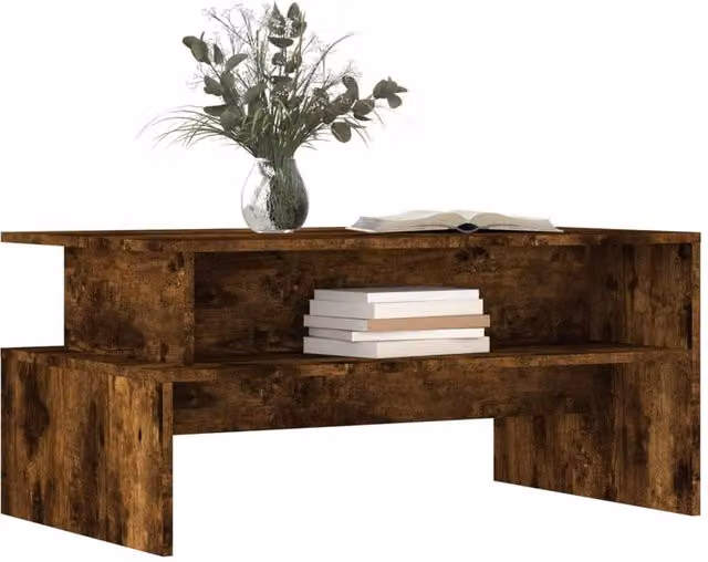 Berkfield Home Decorative Coffee Table in Smoked Oak Brown, W/D/H: 90 x 55 x 42.5 cm – 1