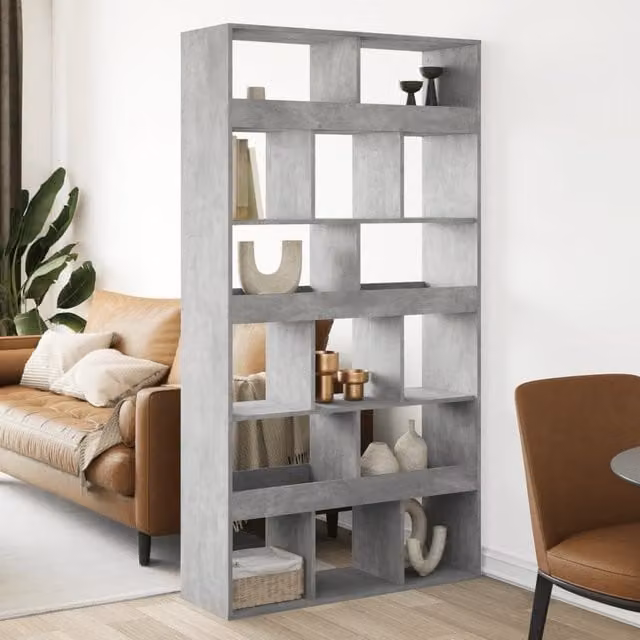 Berkfield Home Room Divider in Concrete Grey, W/D/H: 100 x 33 x 187.5 cm – 1