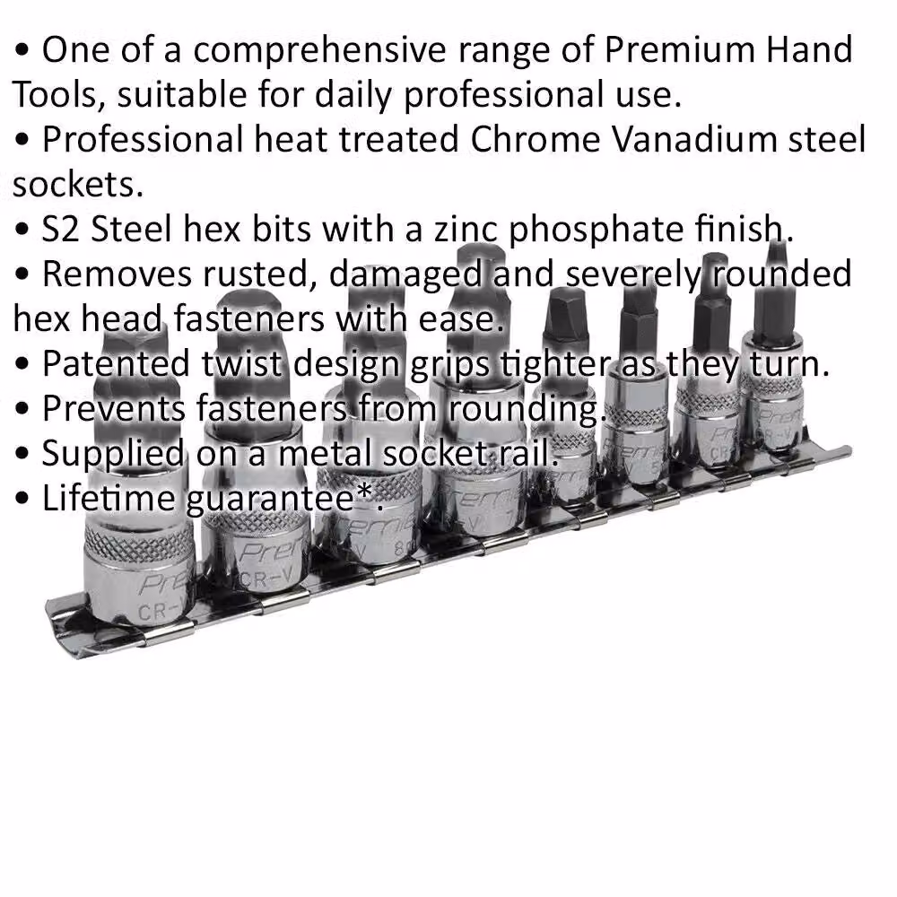 Loops 8 Piece Hex Socket Bit Set in Silver, S2 Steel and Chrome Vanadium – 2