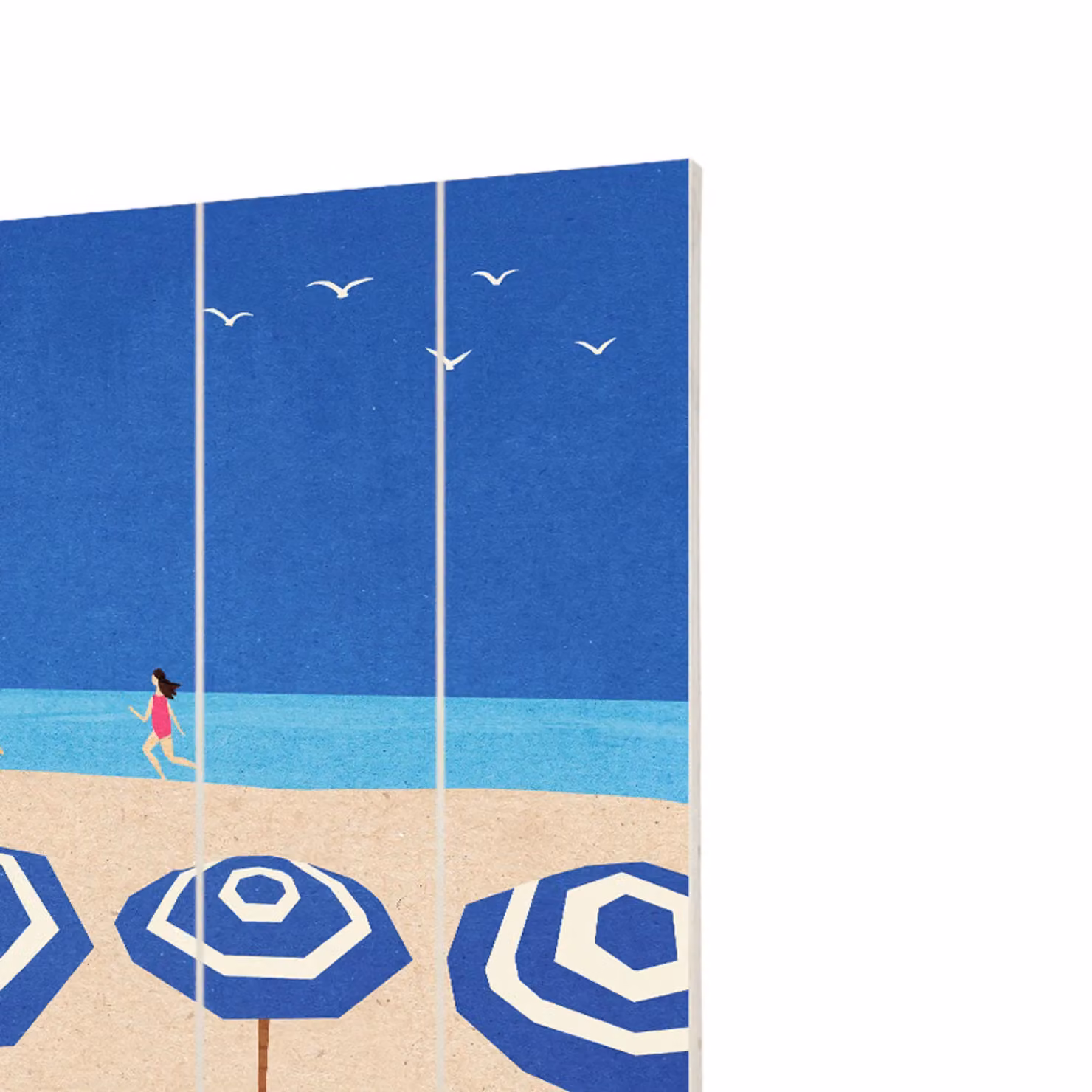Henry Rivers Parasols Plaque in Bright Blue Wood Wall Illustration – 2