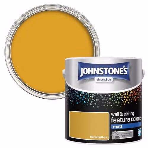 Johnstone's Warming Rays Matt Feature Wall Paint, Yellow, 2.5L