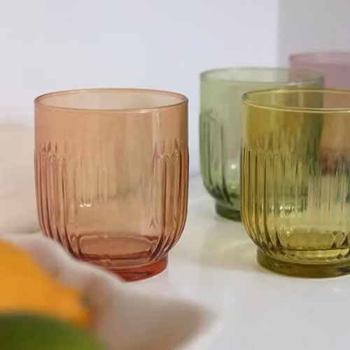 LAV Tokyo Geometric Multicolour Glass Tumbler Set, 330ml, Pack of 12 – 4