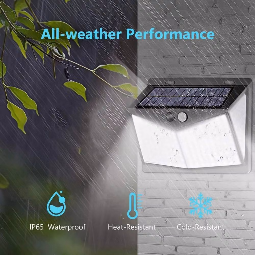 FLAVORA 2 Pack Solar LED Outdoor Security Wall Lights with PIR Motion and Dusk Sensors in Black – 5