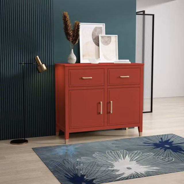 Cabinet Bits Palazzi Red Matt Metal Modern 2 Door 2 Drawer Sideboard – 1