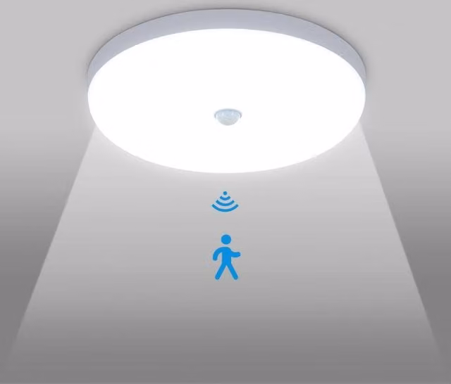 Goeco White Round LED Ceiling Light with Motion and Dusk Sensor, 30W, 6500K, IP40, Diameter: 25 cm – 1