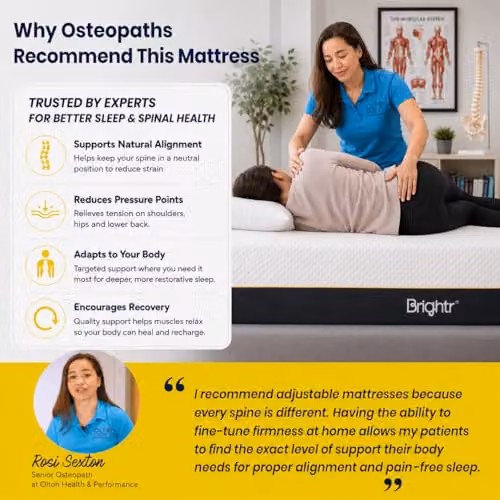 Brightr SixSense Adjustable Memory Foam Mattress with Copper Infused Cover and Dual Support Core, W/D/H: 150 x 200 x 25 cm – 3