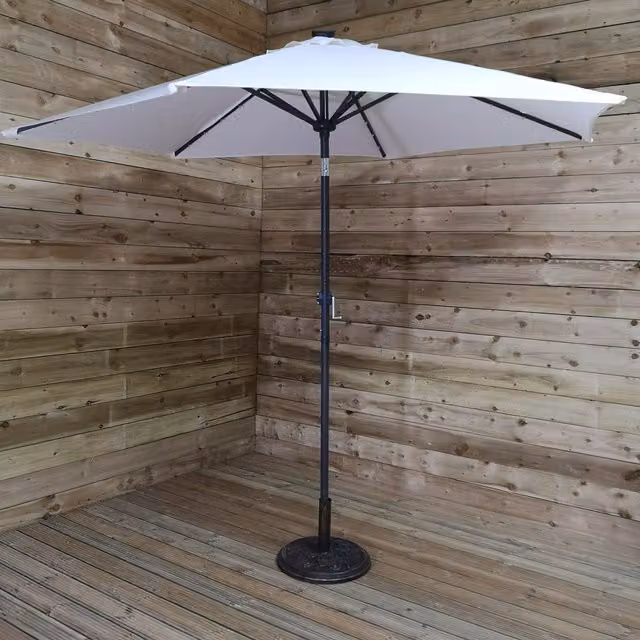 Samuel Alexander Solar Powered LED Crank Tilt Garden Patio Parasol in White, 270 cm