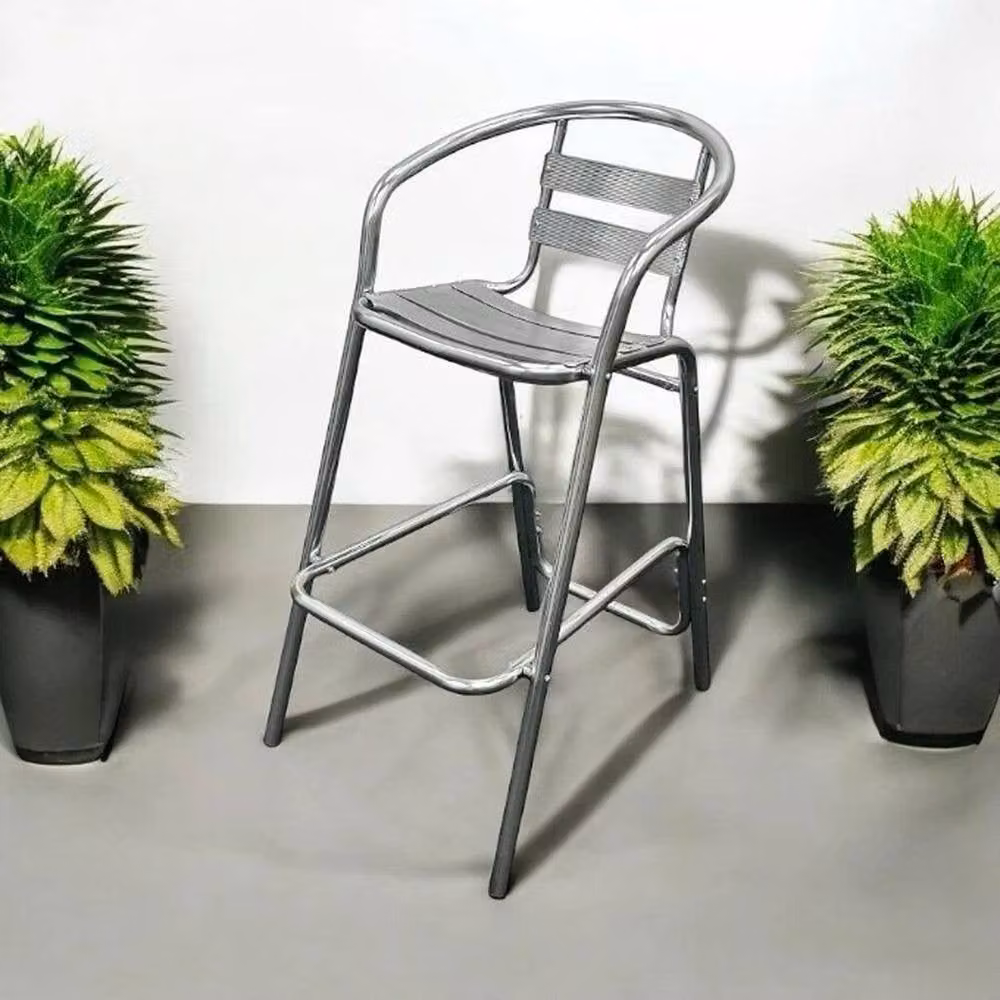 PAWNORA Silver Aluminium Bar Stools – 4
