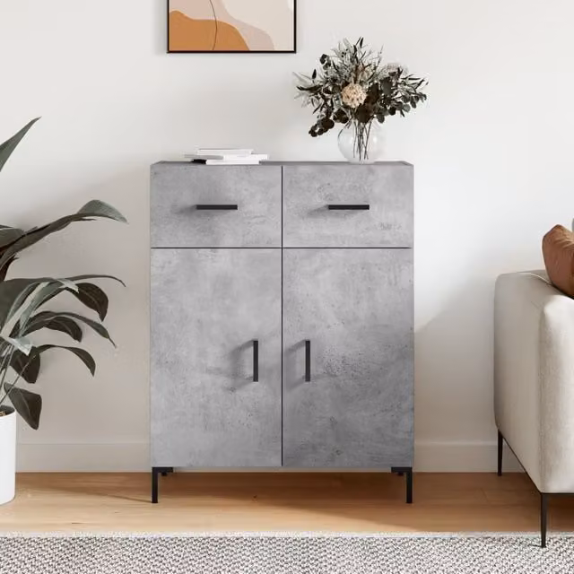 Berkfield Home Modern Sideboard in Concrete Grey, W/D/H: 69.5 x 34 x 90 cm – 1