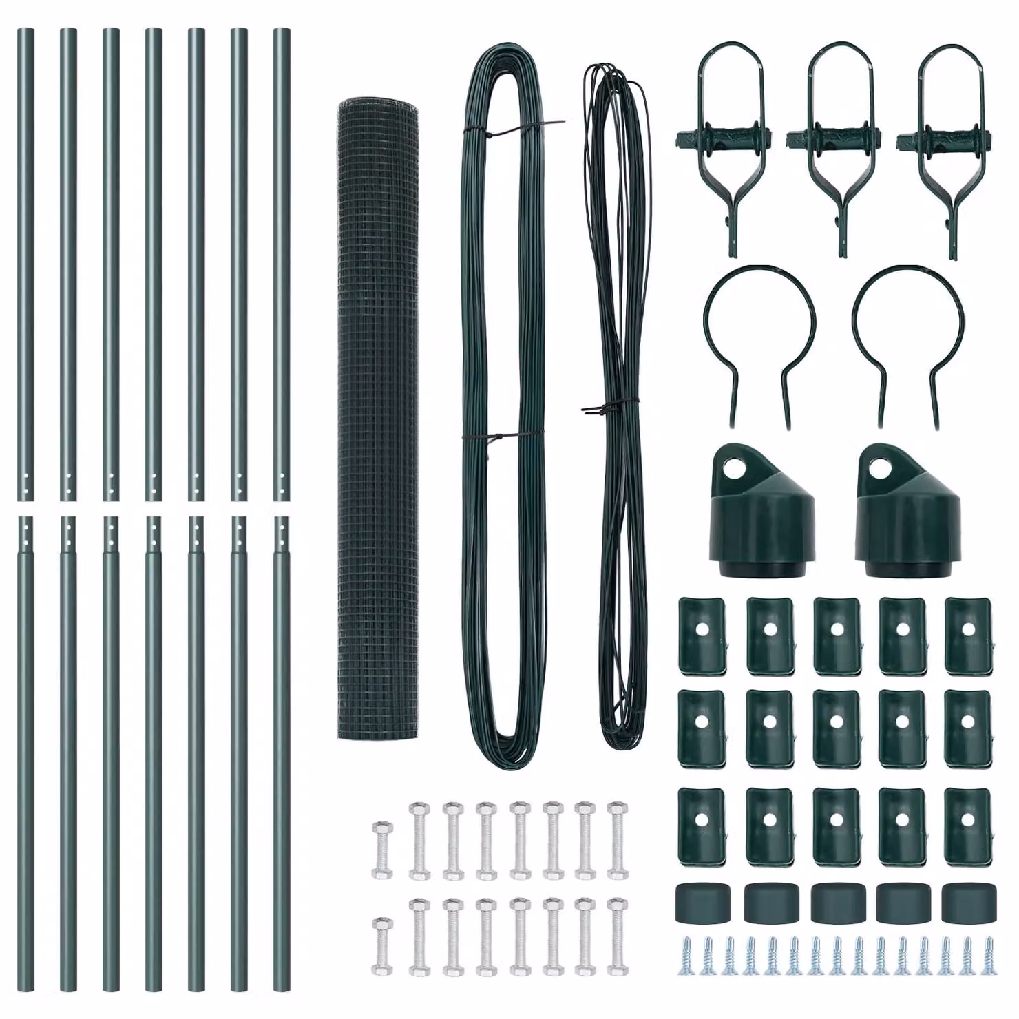 Berkfield Home Green Steel Welded Wire Fence with 7 Round In-Ground Posts, W: 120 cm, L: 10 m – 4