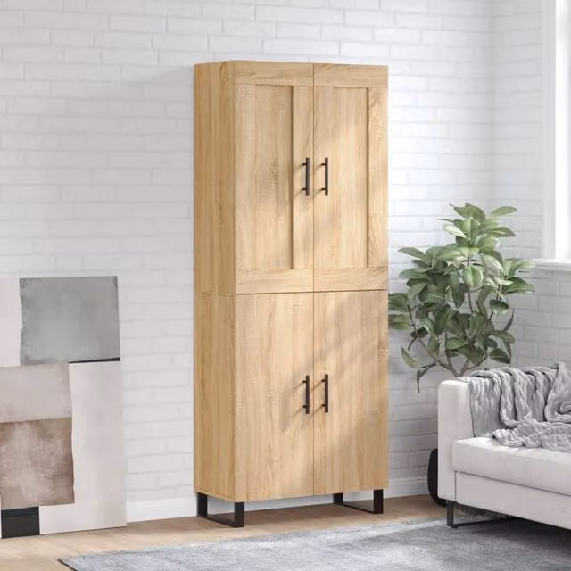 Berkfield Home Sonoma Oak Highboard in Brown, W/D/H: 69.5 x 34 x 180 cm