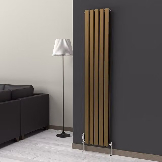 Lux Heat Gold Steel Wall Mounted Vertical Radiator, H: 180 cm x W: 35 cm