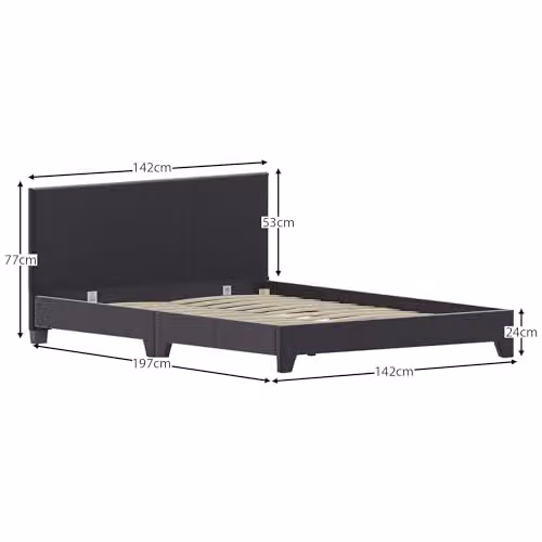 Vida Designs Victoria Double Bed Frame in Grey Fabric with Cushion Headboard, H 77 x W 142 x D 197 cm – 3