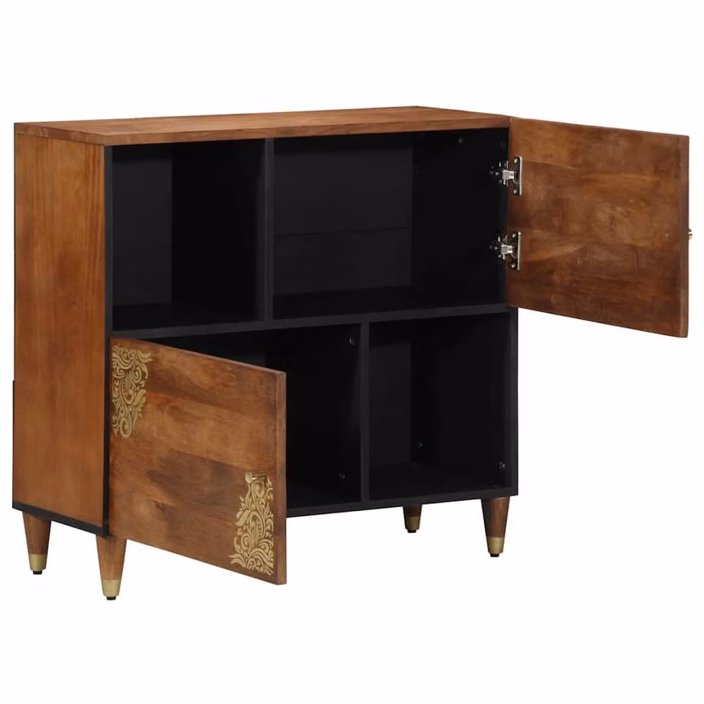 Berkfield Medium Solid Wood Home Media Storage Cabinet in Honey Brown – 2