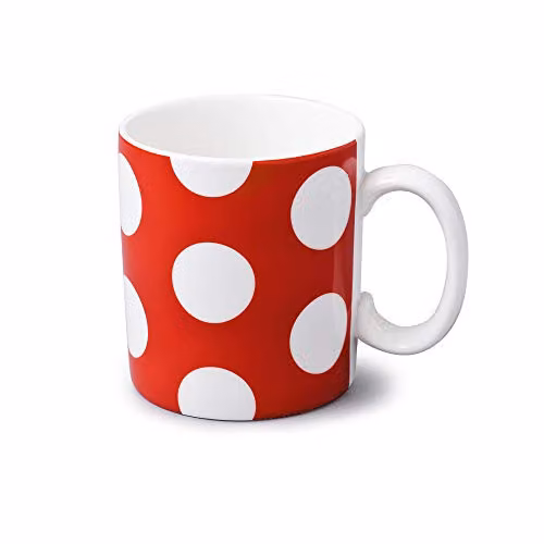 WM Bartleet & Sons Red and White Dotted Porcelain One Pint Mug, 568ml – 1