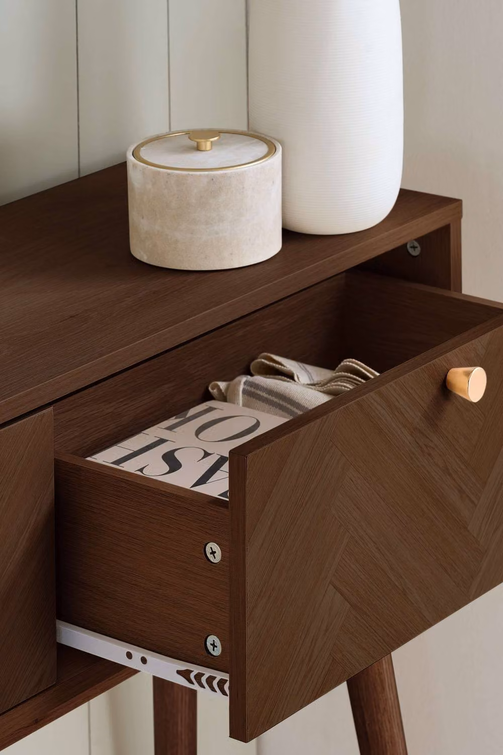 Birlea Herringford Console Table and Dressing Table in Brown Walnut Parquet Design W/D/H: 100.0 x 76.5 x 40.0 cm – 2