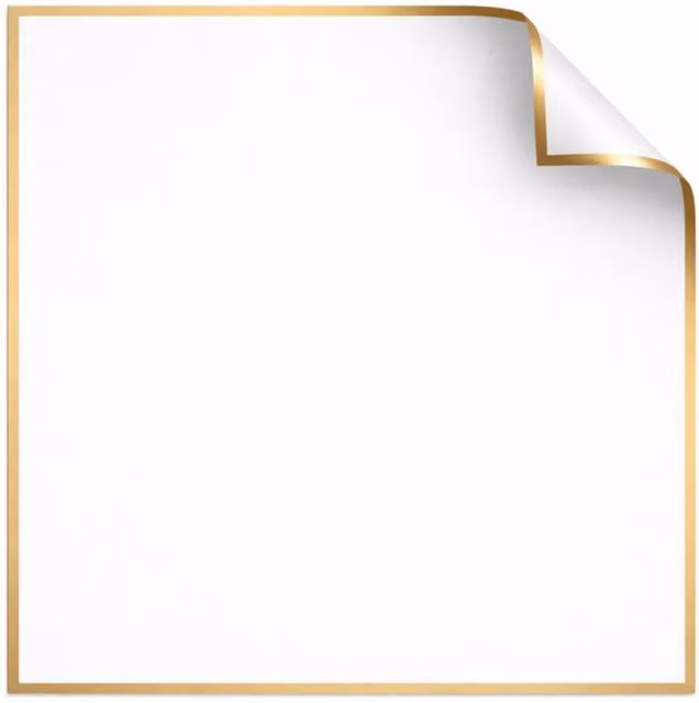 KDMD Korean Style Pre Cut Cello Wrap Sheets, White with Gold Border, 100 Pack