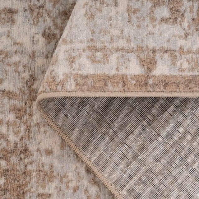 The Rug House Geometric Modern Distressed Square Living Area Rug in Beige, W x D: 160 x 160 cm
