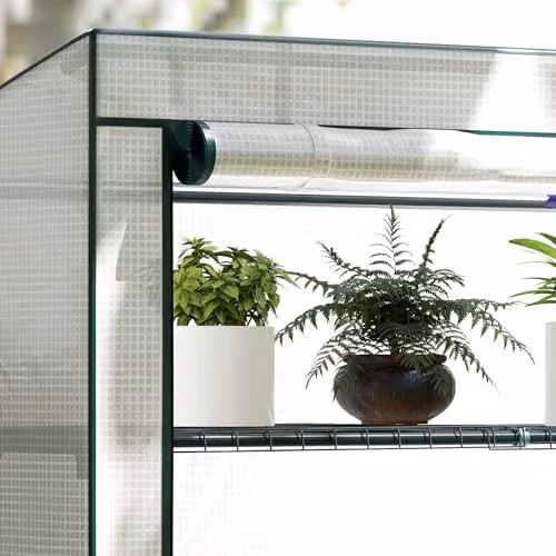 Outsunny 4 Tier Lean-to Mini Greenhouse, Green, W/D/H: 110 x 50 x 171 cm – 7