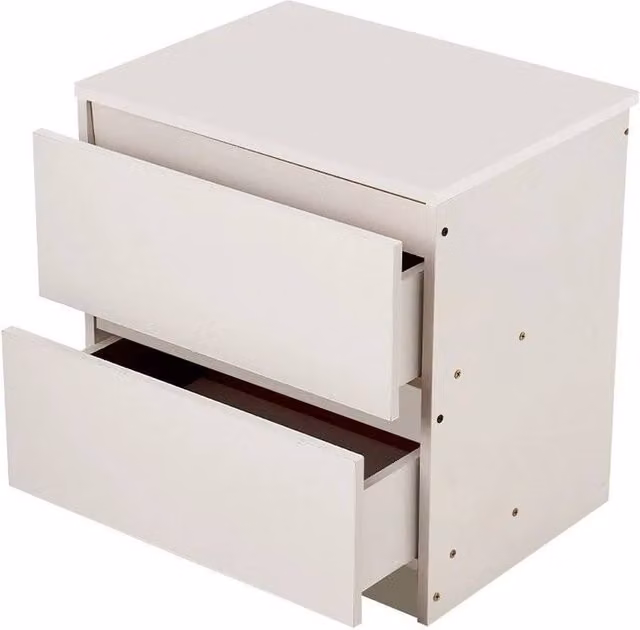 KORVIXA Modern White Small Bedside Table with 2 Drawers