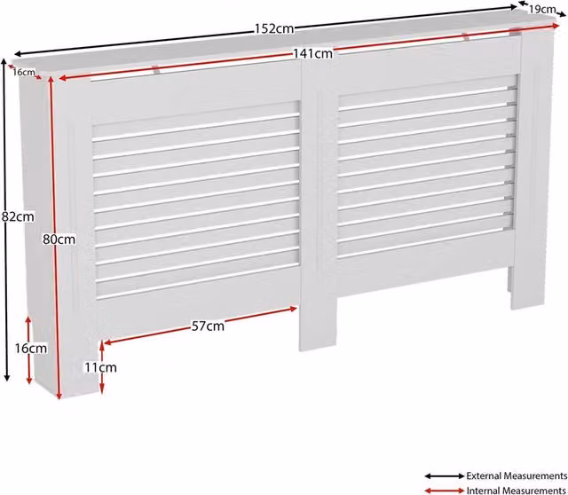 FLAVORA Large Modern White MDF Wood Slat Radiator Cover – 1