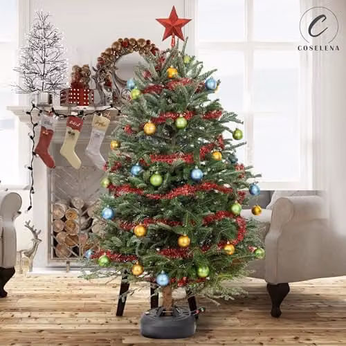Pelle & Sol Christmas Tree Stand for Real Trees in Dark Green, Fits Up to 9ft Trees – 5