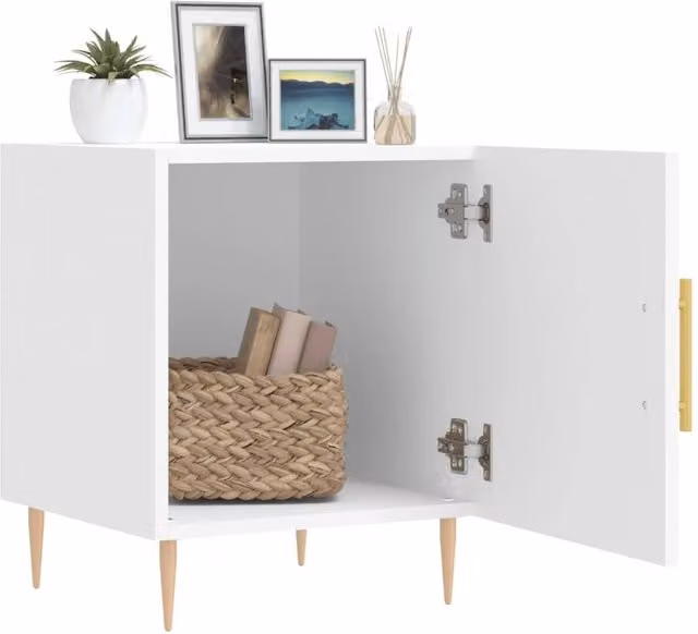 Berkfield Home Modern Bedside Cabinet in White, W/D/H: 40 x 40 x 50 cm – 1