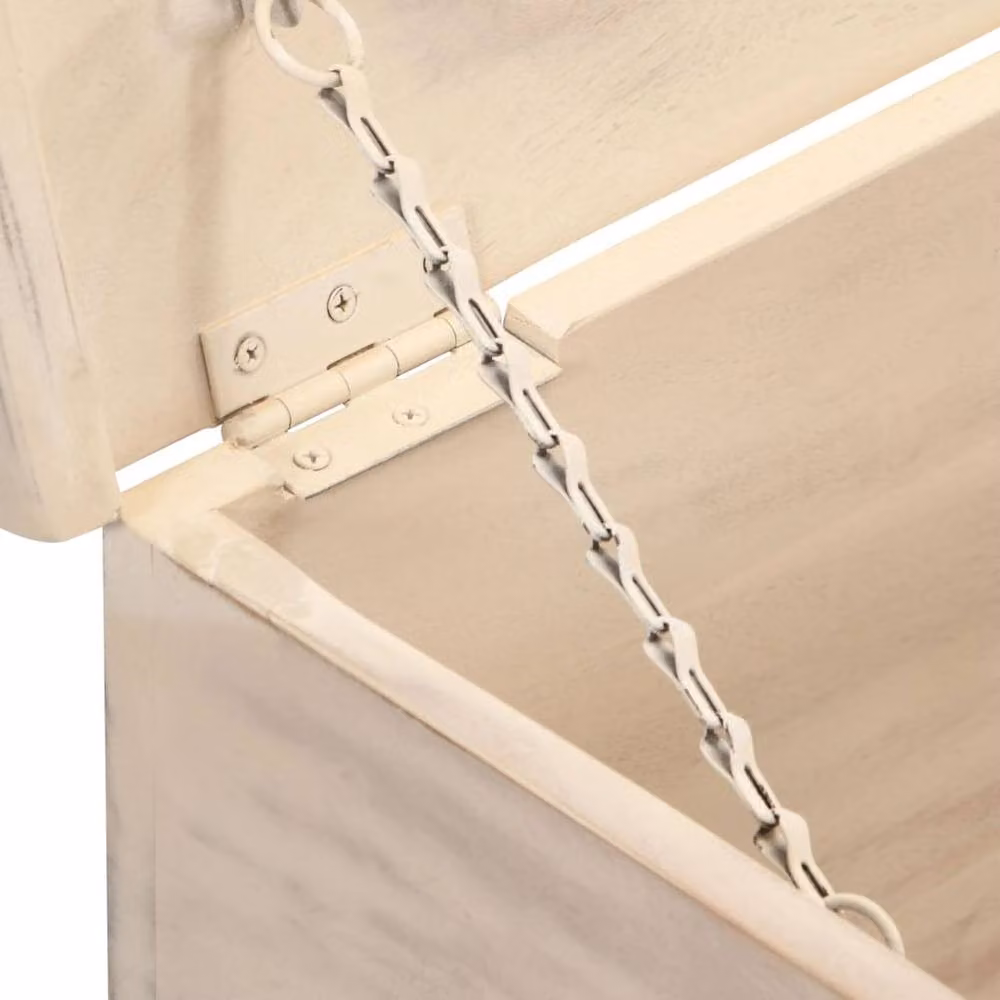 Berkfield Home White Lacquered Solid Acacia Wood Storage Box W/D/H: 110 x 40 x 45 cm – 3