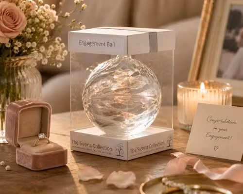 Sienna Glass White Transparent Engagement Bauble Round Hanging Glass Ornament
