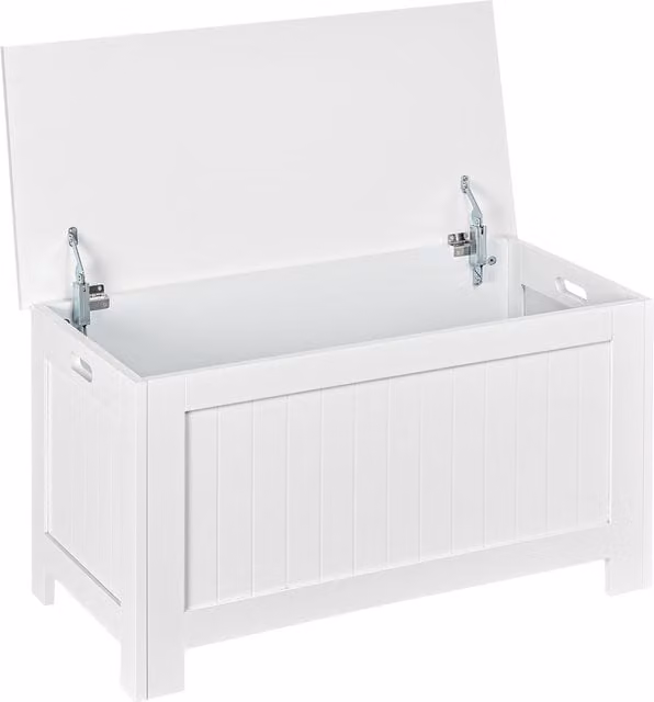 HOMCOM Large White Toy Storage Box with Soft-Close Lid and Safety Hinges – 1