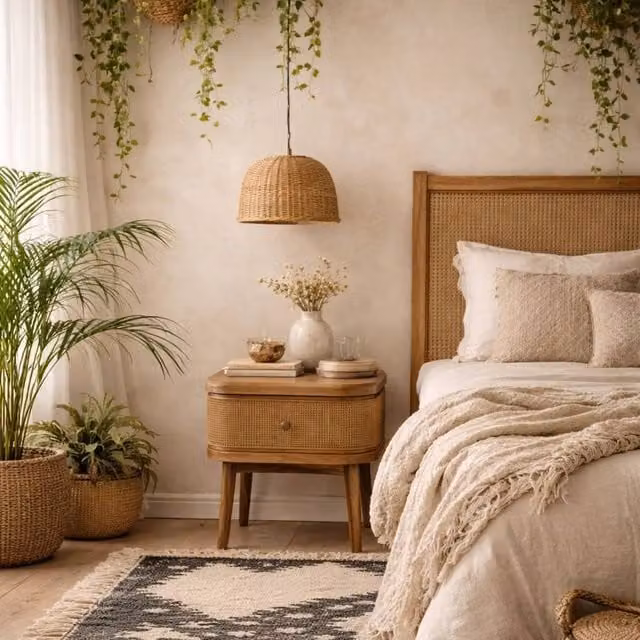 Wyld Haus Pasadena Natural Wood and Rattan Bedside Table with 1 Drawer – 1