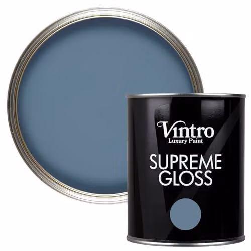 Vintro High Gloss Water Based Paint for Wood and Walls, Blue - Chiswick House, 1 Litre