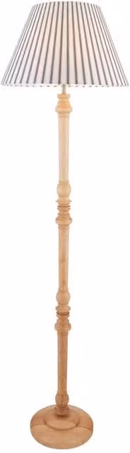 First Choice Lighting Julian Natural Wood Floor Lamp with Fabric Shade – 1