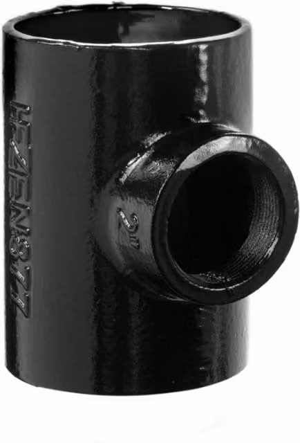Hargreaves Traditional Express Push Fit Cast Iron Soil Boss Pipe, 100mm (2 inch), Black and Grey