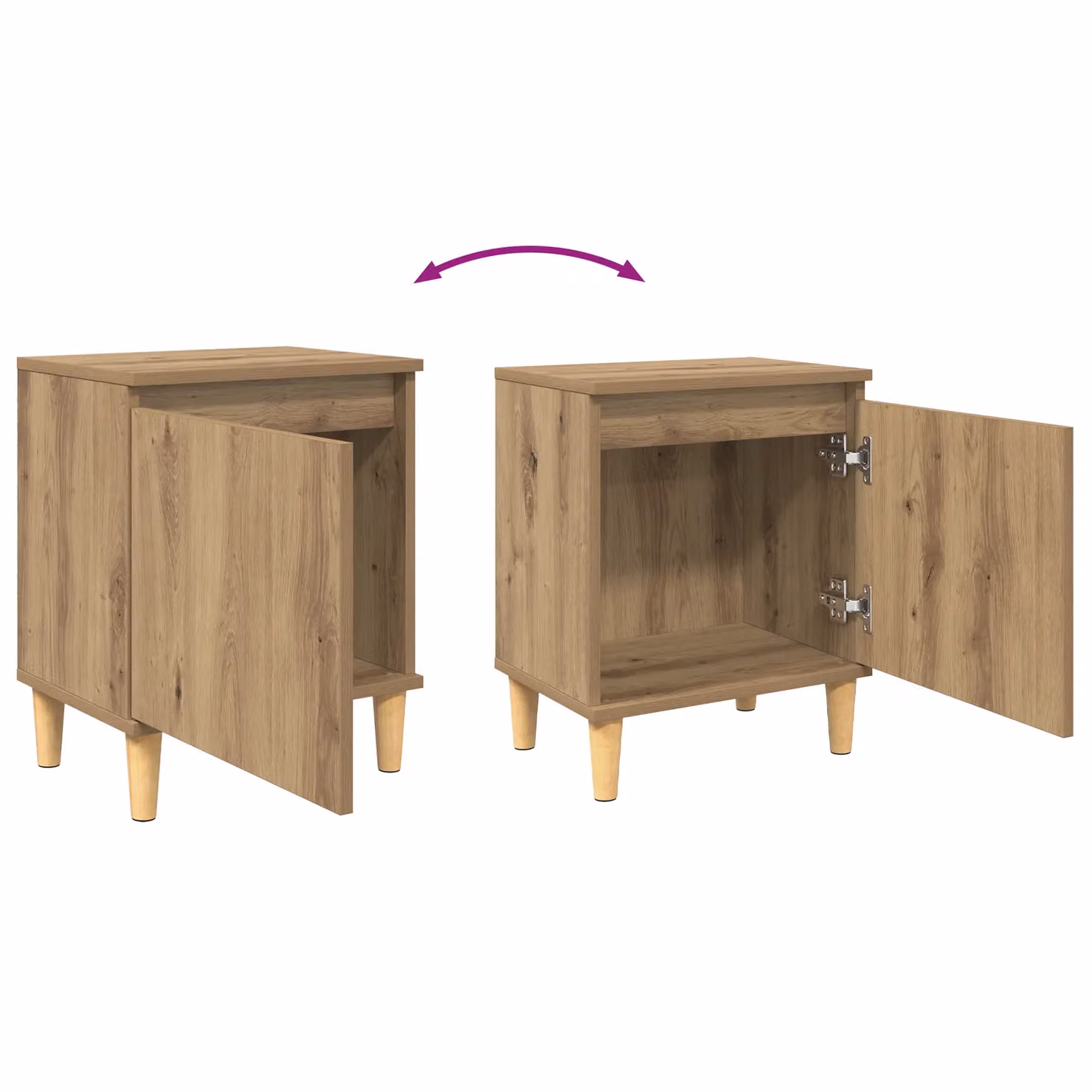 Berkfield Home Artisan Oak Bedside Table, Brown, W/D/H: 40 x 30 x 50 cm – 4